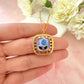 Gold vintage style Blue flower Necklace.