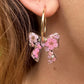 Pink Lilac Bloom Bow Hoop earrings.