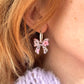 Pink Lilac Bloom Bow Hoop earrings.