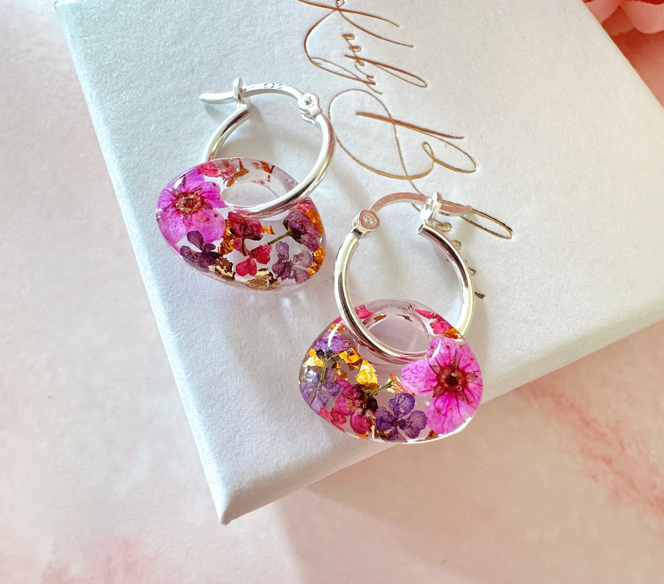Purple Copper Retro Nugget bloom earrings.