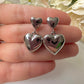 Silver Chunky Double heart Drop earrings.
