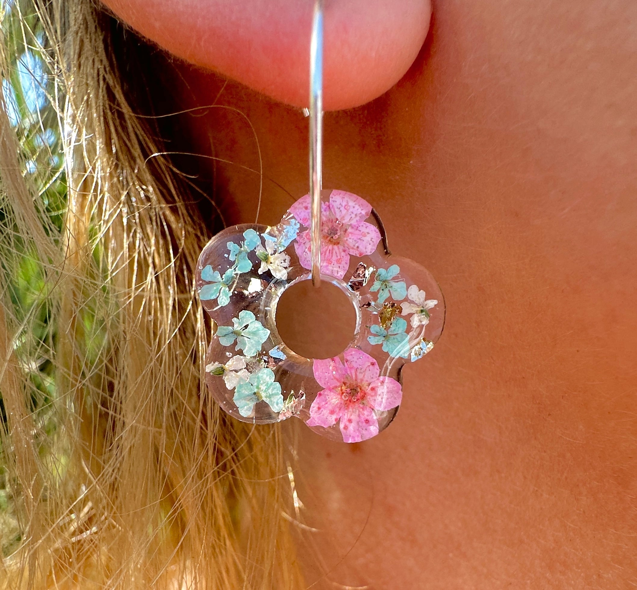 Bloom Flower Donut Hoop earrings.