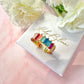 Gold multicoloured rectangle stone Adjustable ring.