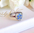 Silver Forget me not flower Heart ring.
