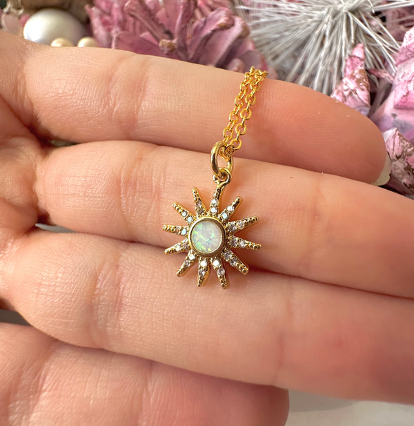 Gold Opal CZ Star necklace.