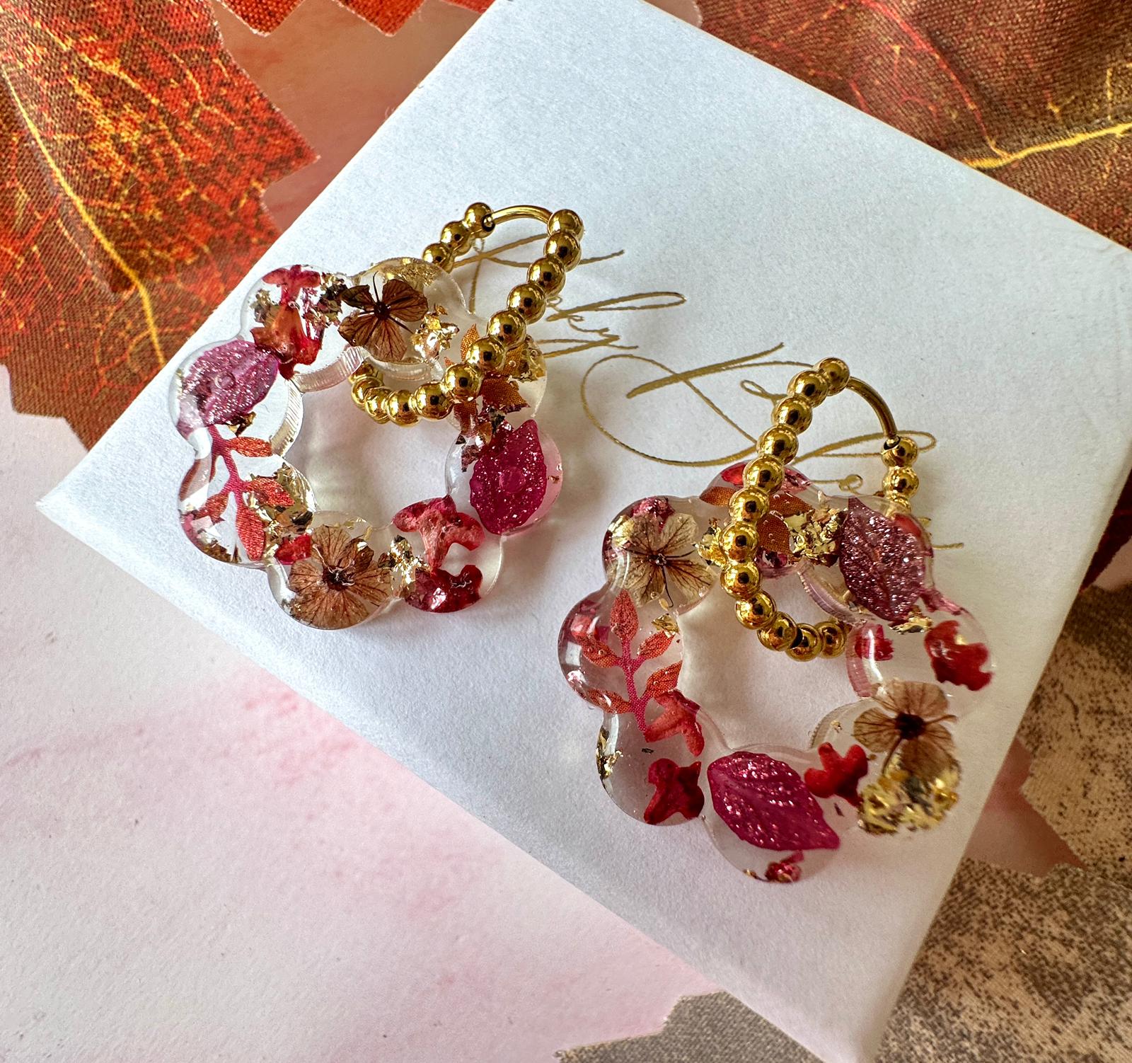 Autumn wreath bloom earrings