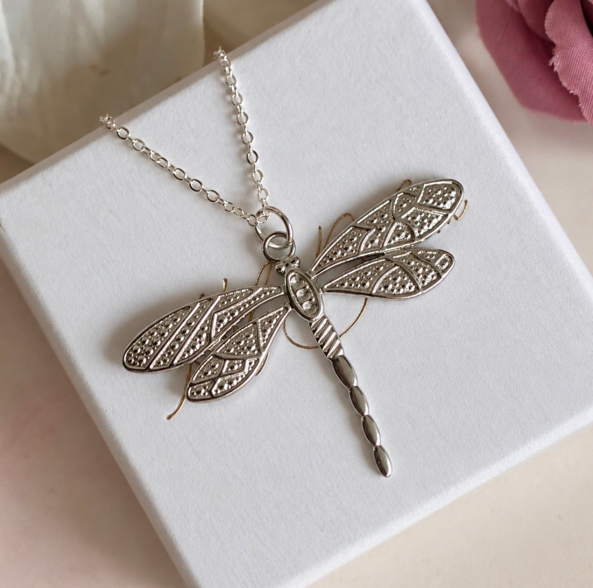 Silver Dragonfly necklace.