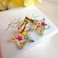 Rainbow petal confetti Star hoop earrings