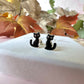 925 sterling silver Black cat stud earrings