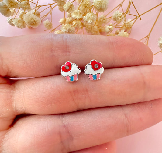 Kooky Kids Cupcake sterling silver earrings