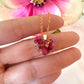 Gold Black Forest flower Heart Necklace