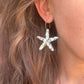 Starfish Seashell Silver hoop Earrings.