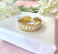 Gold Yellow rectangle stone Adjustable ring.