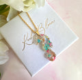 Gold real flower & seashell Seahorse necklace.