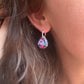 Purple Rain Bloom Teardrop hoop earrings.