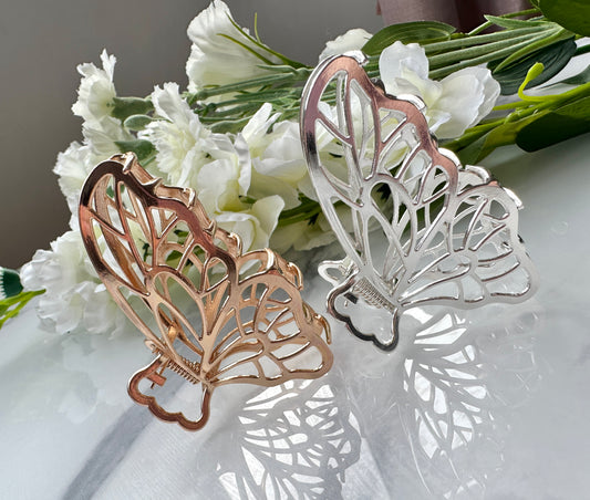 Large Metal Butterfly Hair Claw clip.