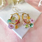 Watercolour Bloom Flower Donut Hoop earrings.