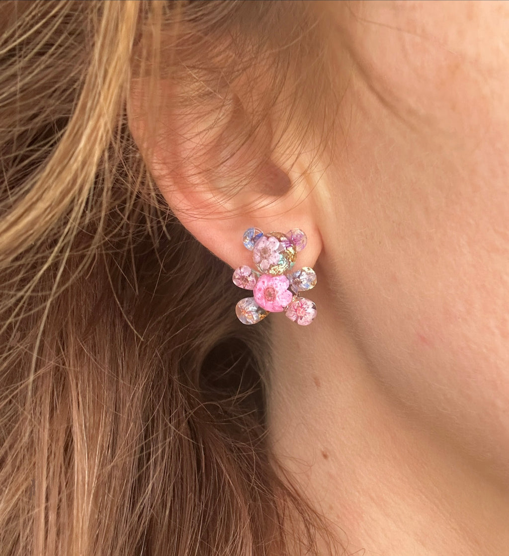 Bloom Teddy Bear 925 sterling silver stud earrings