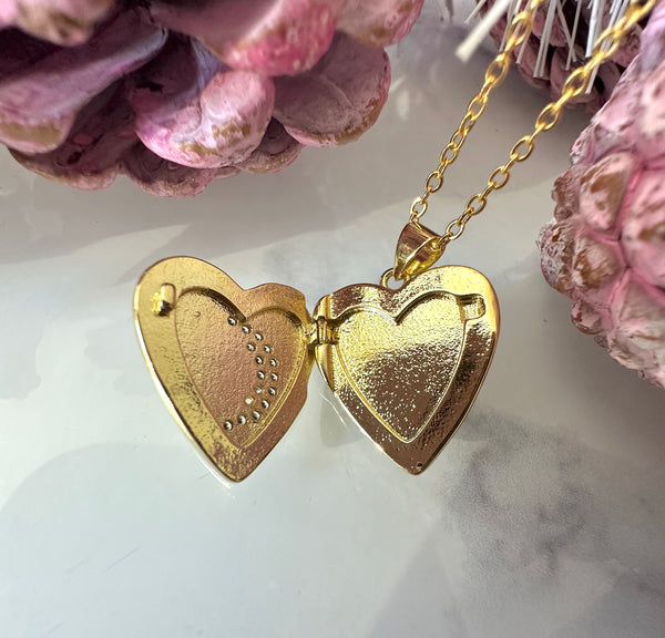Gold Moon Heart Locket necklace.