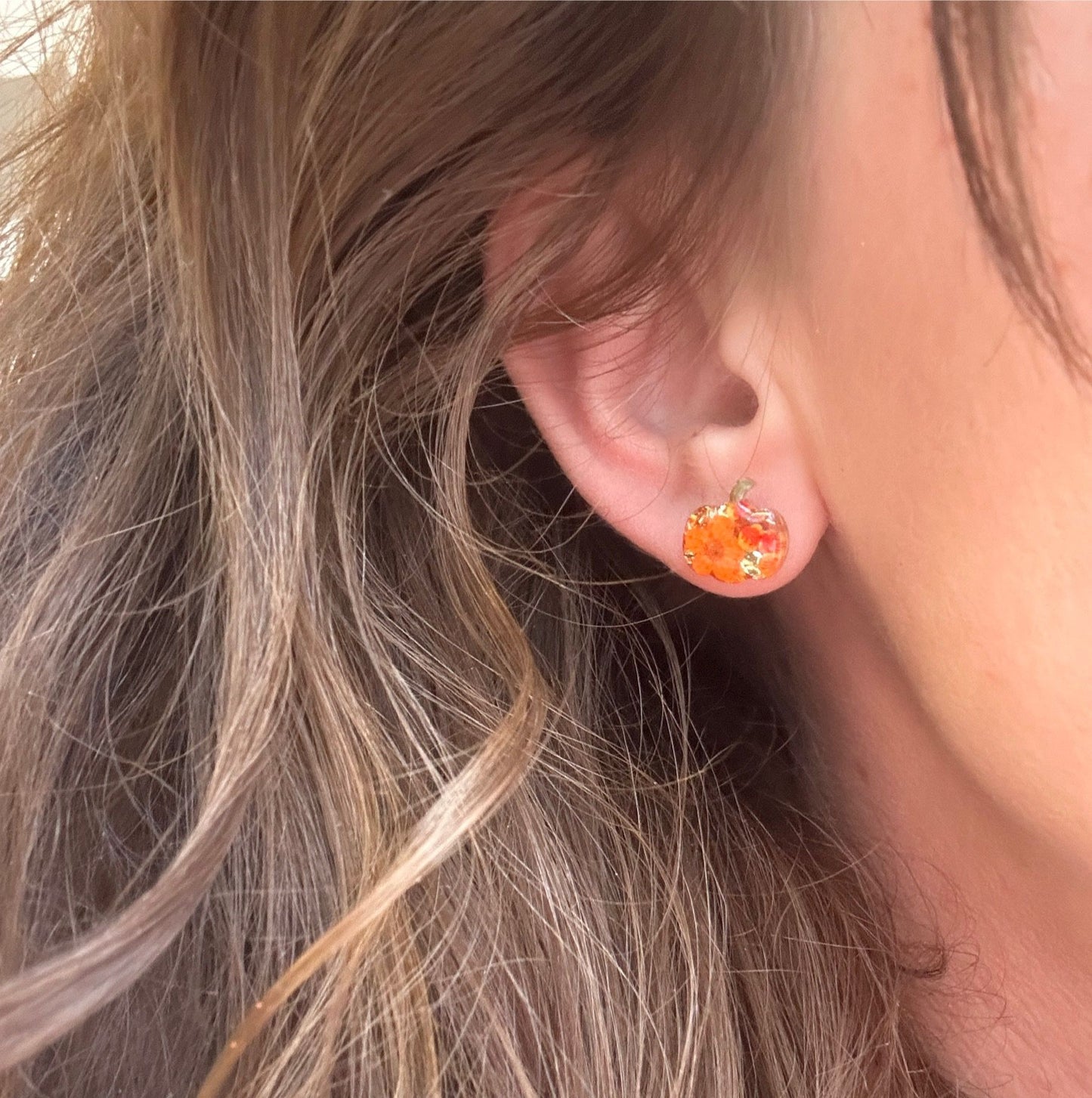 Tiny Bloom Pumpkin 925 sterling silver Studs
