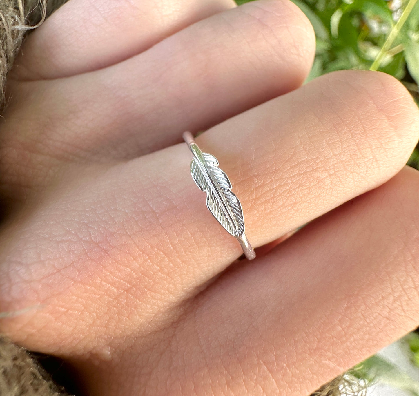 925 sterling silver Feather Ring.