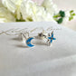 925 sterling silver Blue moon & star stud earrings.