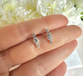 925 sterling silver CZ Curved half hoop stud earrings.