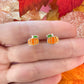 925 sterling silver sparkle Pumpkin stud earrings.