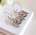 Silver Meadow Mosaic Heart Bloom hoop earrings.