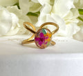 Gold Multicoloured Flower wrap cuff ring.