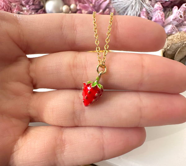 Gold Tiny Strawberry necklace