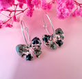 Black ebony Bloom Bow hoop Earrings.