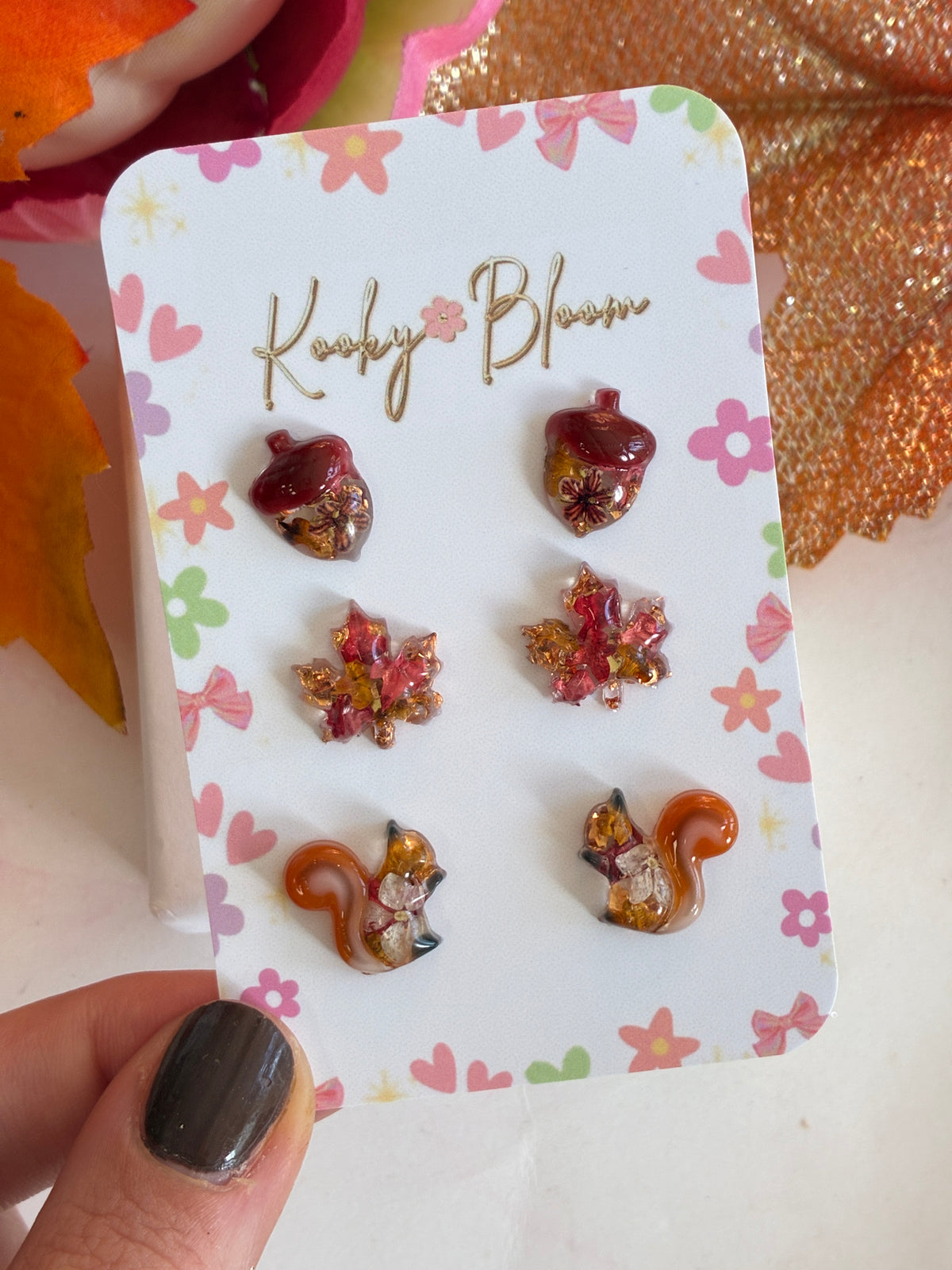 Autumn collection stud earrings.