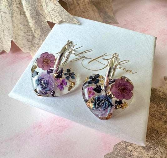Nightshade bloom Heart earrings.