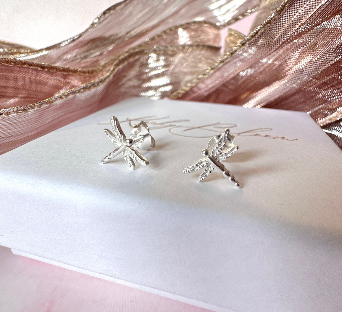 925 Sterling silver Dragonfly stud earrings.
