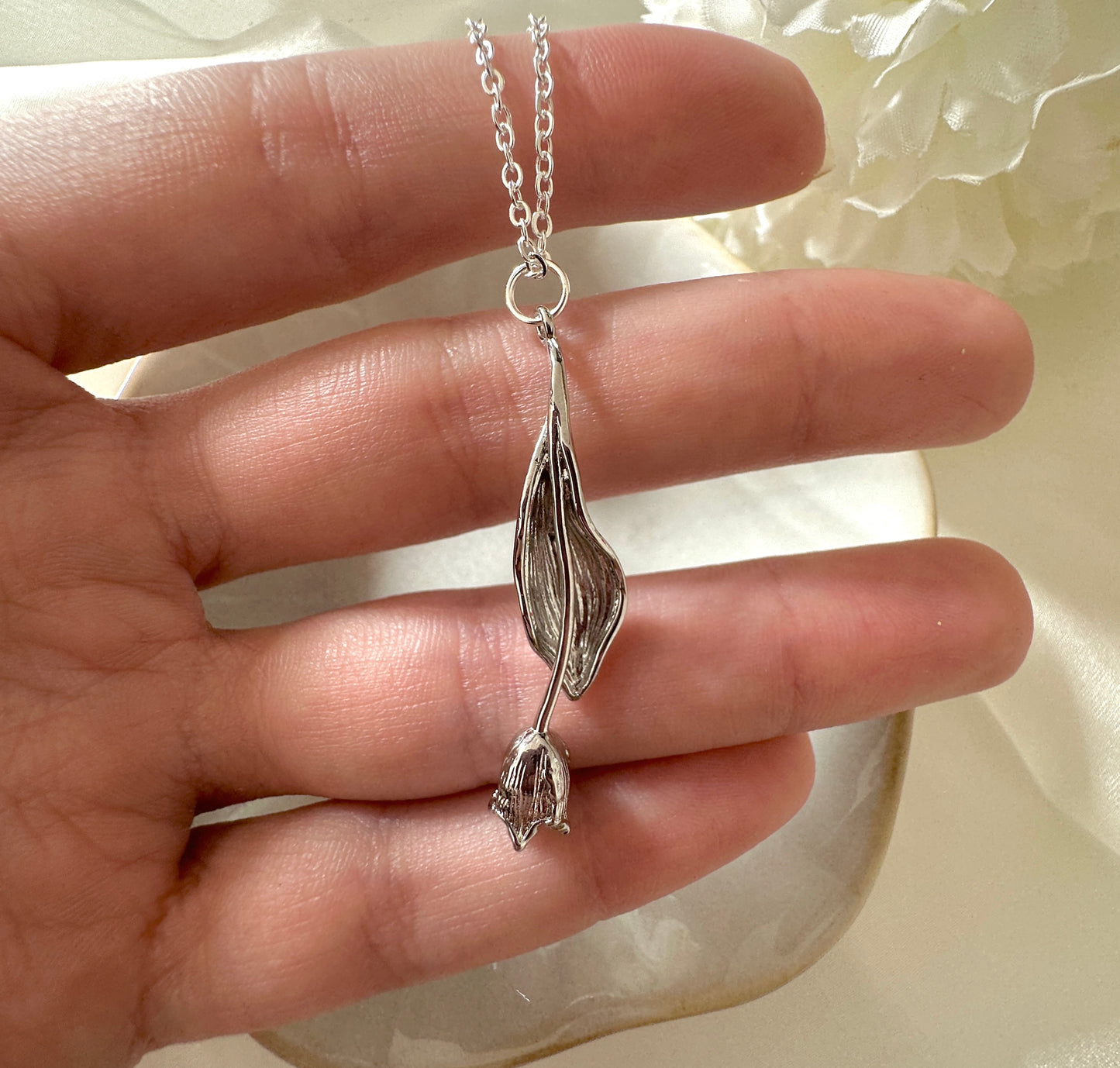 Silver Tulip Necklace.