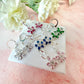 Silver colourful CZ flower huggie earrings .