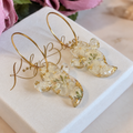 White real flower Ghost hoop earrings