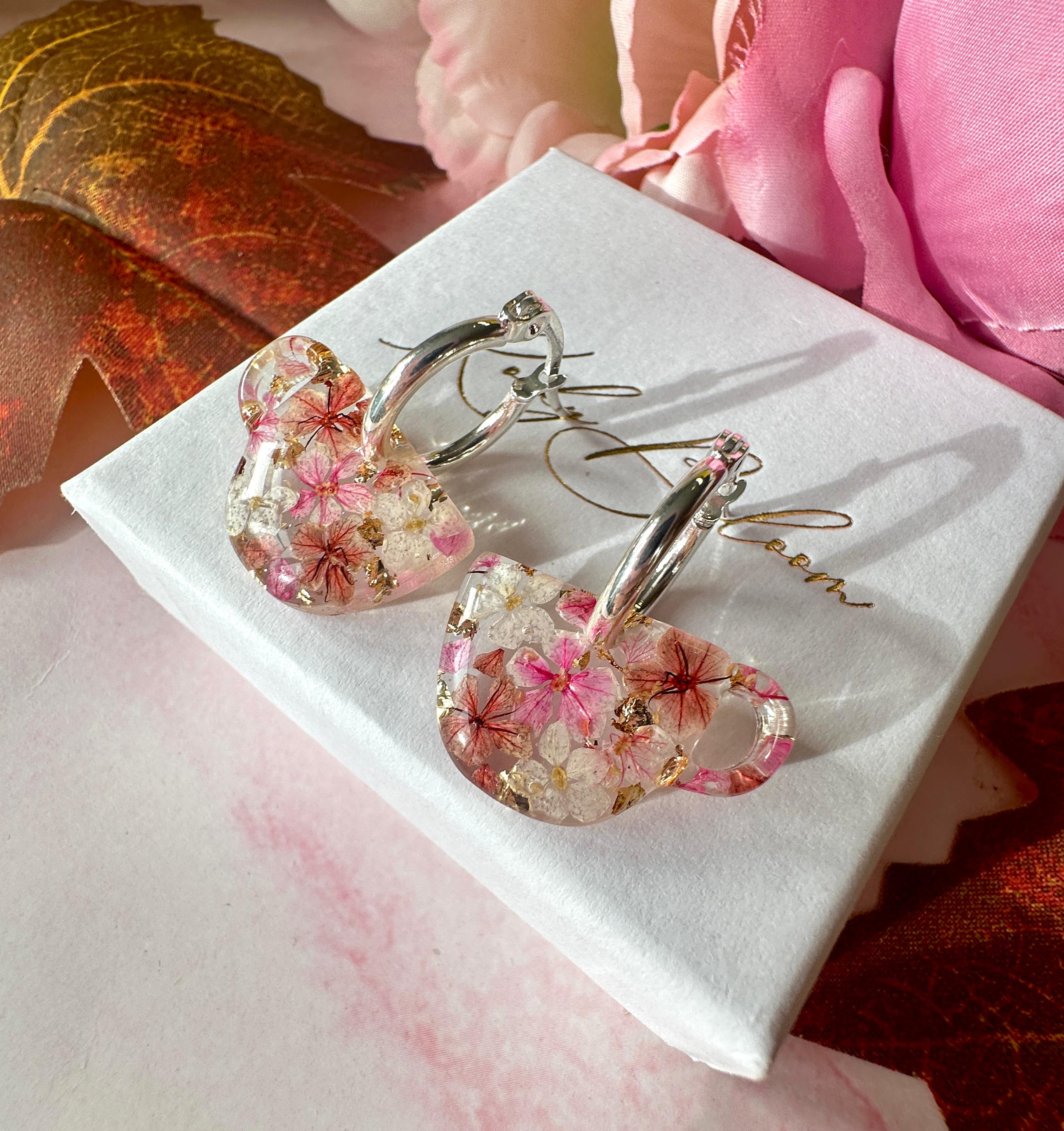 Autumn Brew Bloom flower teacup earrings.