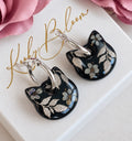 Black Bloom Mystical Cat hoopearrings.