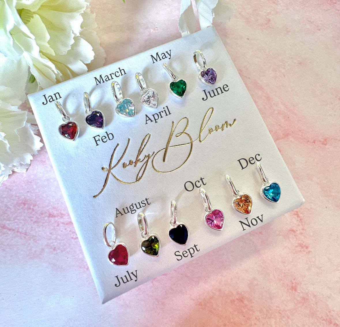 Sterling Silver Personalised HEART Birthstone necklace