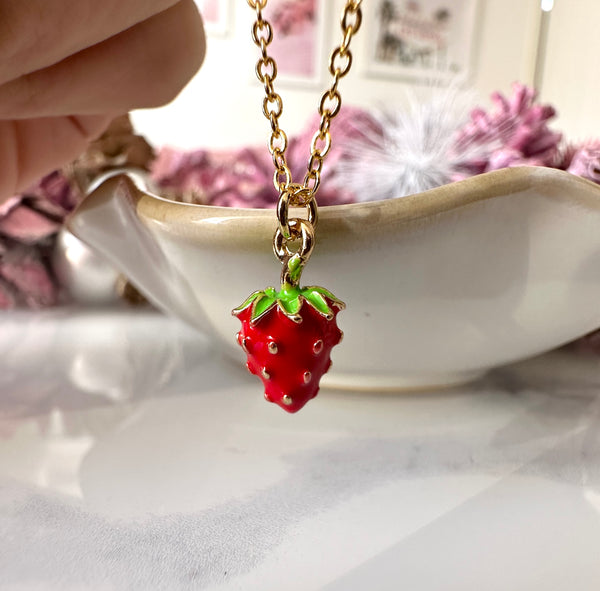 Gold Tiny Strawberry necklace