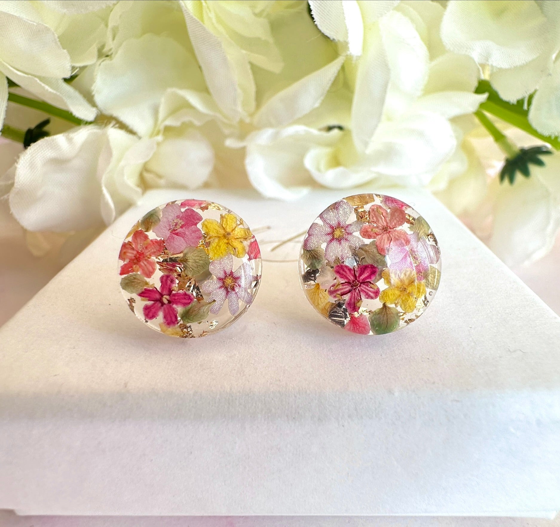 Bloom button floral 925 sterling silver stud earrings