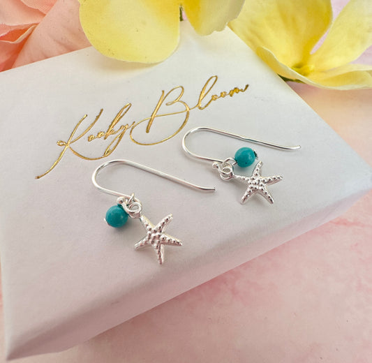 925 sterling Silver Starfish Hook earrings.