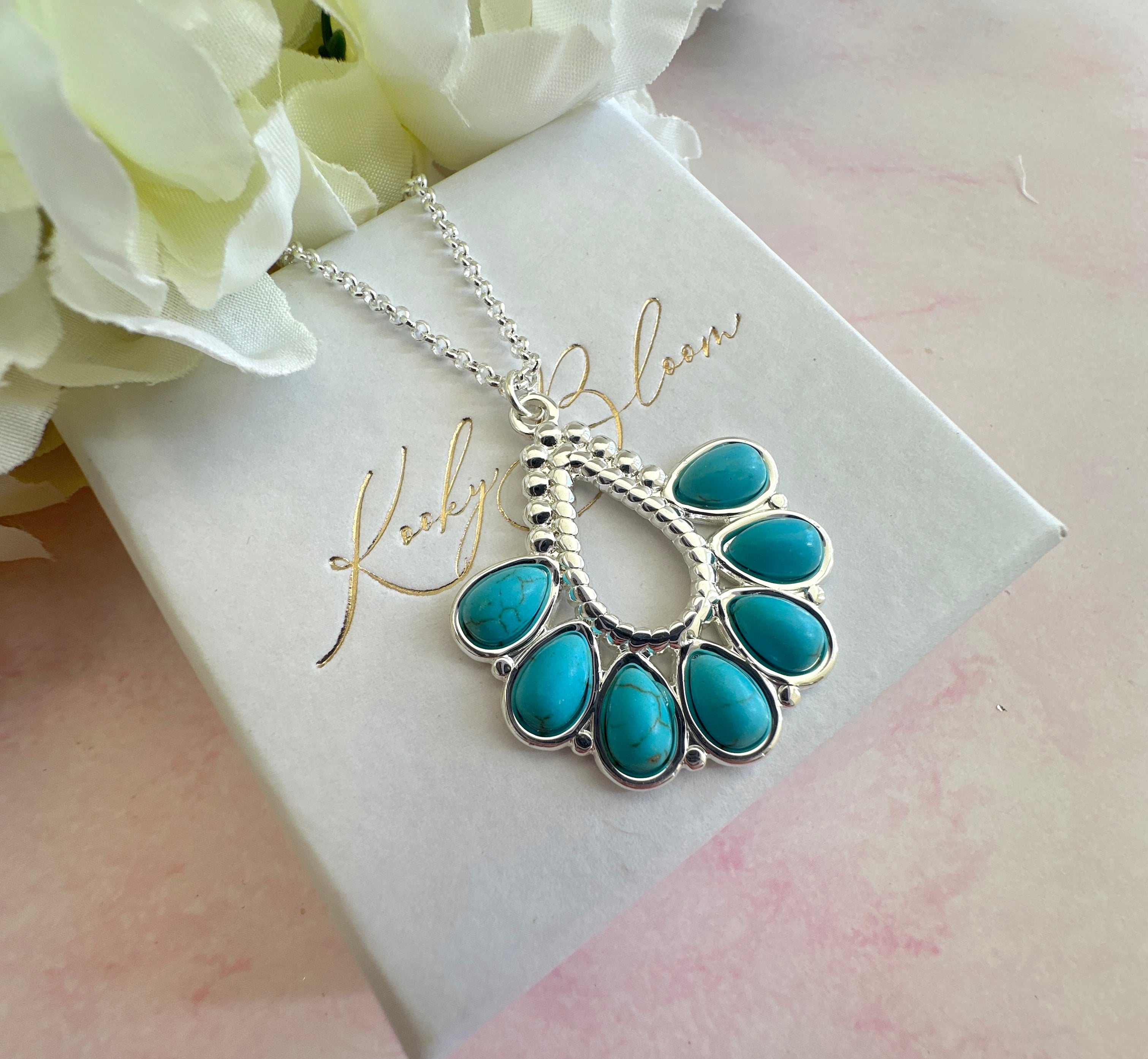 Silver Turquoise Boho necklace.
