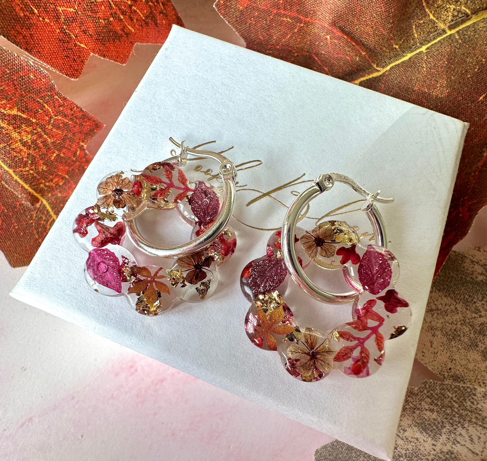 Autumn wreath bloom earrings