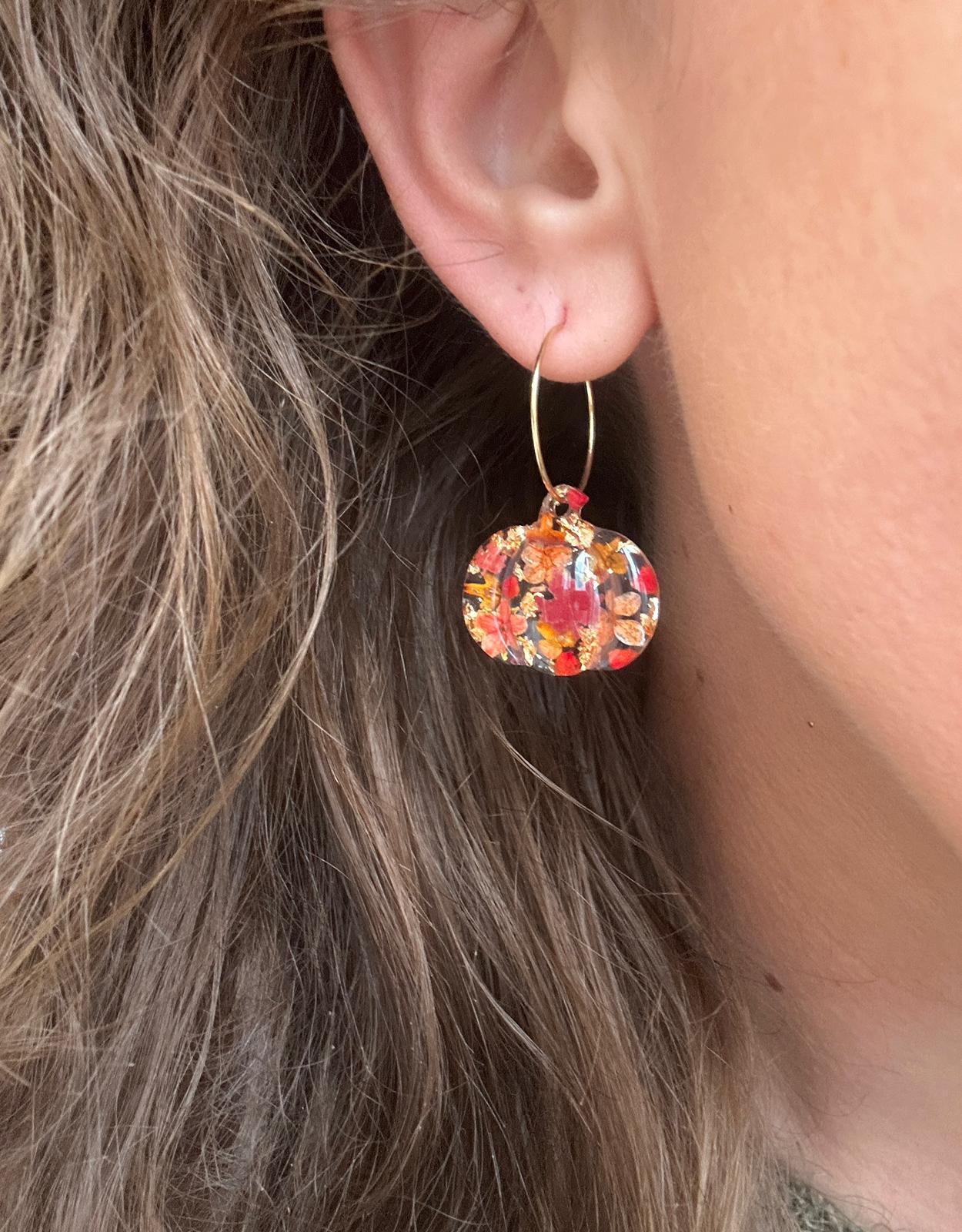 Pumpkin bloom hoop earrings