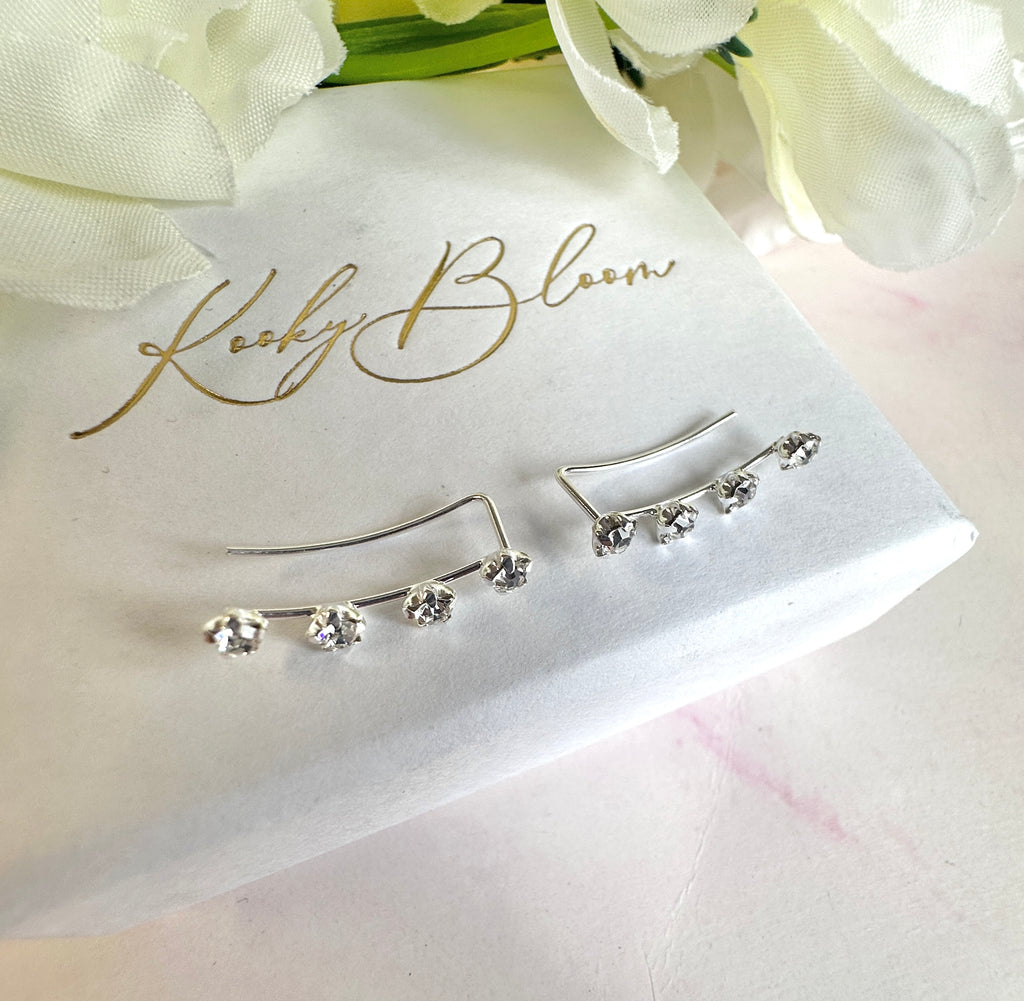 925 sterling silver CZ Star Ear climbers