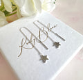 925 sterling silver Star thread through earrings.