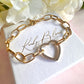 Gold Cz Heart link bracelet.